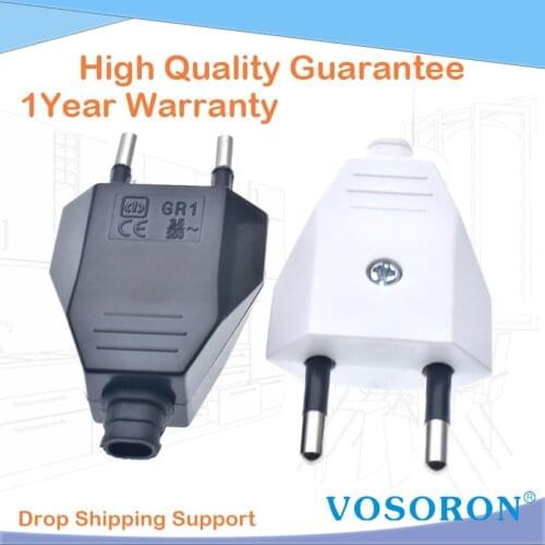 1 Pcs German Type European 2 Pin Plugs Network Cables 2.5A 220V Electric Contact