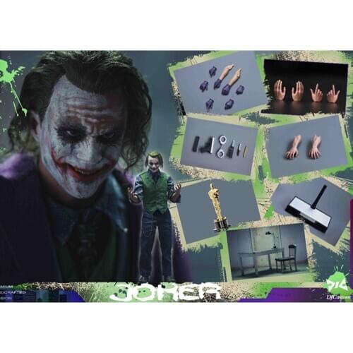 1/6 Scale DJ-CUSTOM EX001 Clown Joker Interrogation Makeup Heath Ledger The Dark Knight Model for Fans Holiday Gifts