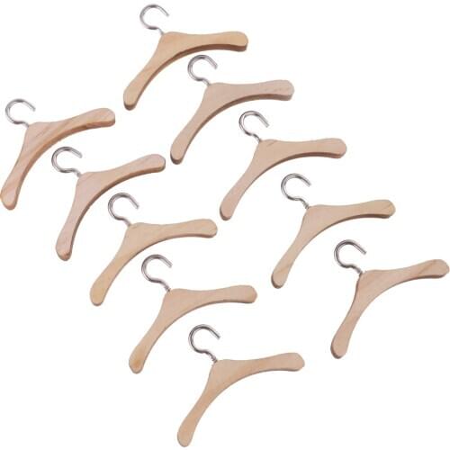 Set Of 10 Pieces Wooden Metal Hook Clothes Hanger For 12'' Neo Blythe Dolls