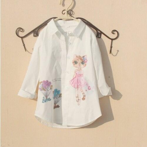 2021 Summer New Kids Cute Printed Long Sleeve Turn-down Collar Blouse Shirts for Baby Girls Clothes Children Girls Clothing Q131