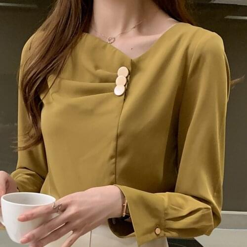 Autumn Long Sleeve V-neck Chiffon Blouse Shirt Tops Blouse Women Blusas Mujer De Moda 2021 Tops Women Blouses Shirts Blusa D617