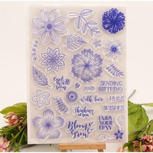 Blooming Glow Flower Transparent Clear Silicone Rubber Stamp Scrapbooking Card