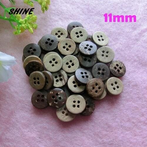 SHINE Coconut Sewing Buttons Scrapbooking Round Natural Color 4 Holes 11mm 50 PCs Costura Botones Decorate bottoni botoes