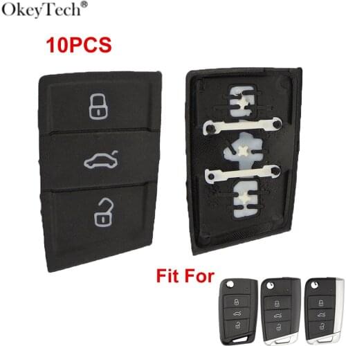 10PCS Okeytech 3 Button Rubber Remote Car Key Pad For VW Golf 7 4 5 Mk4 6 Skoda Octavia Seat Leon Ibiza Altea Key Fob Button Pad