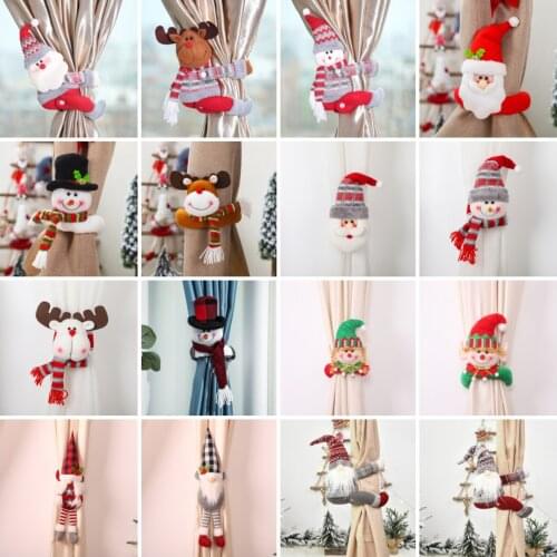 Santa Claus Elk Windows Christmas Curtain Decor Merry Christmas Decor for Home Christmas Gifts Navidad 2021 Happy New Year 2022