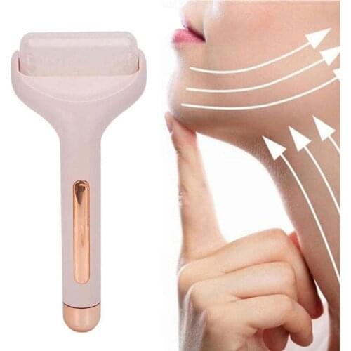 Pink Face Cool Ice Roller Handheld Body Neck Lift Up Anti-wrinkle Massager Skin Care Eye Relief Beauty Massage Roll Tool