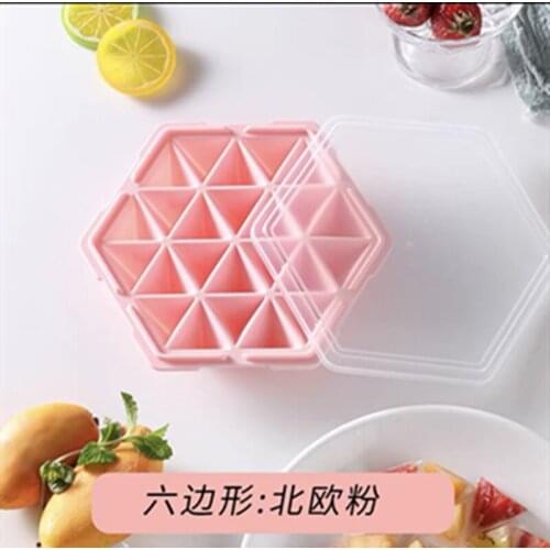 Hexagonal jelly frozen ice mold silicone ice cube with lid household jelly ice cream model popsicle making silicone mold tray