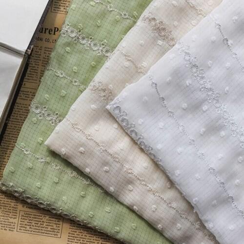 Chiffon Jacquard Dot Check Embroidered Tulle Fabric DIY Womens Shirt Dress Fabric