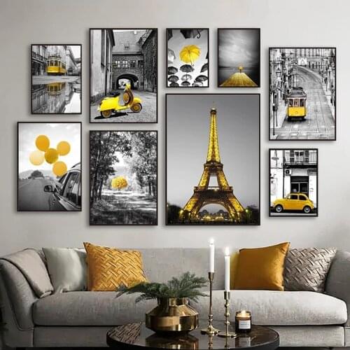 Modern Home Decor Photography Landscape Picture Wall Art Canvas Painting Europe Yellow Decor Poster And Print For Living Room