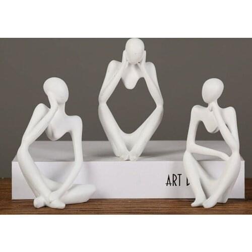 Thinker Statue Abstract Figure Sculpture Small Ornaments Resin Statue Figurine Office Home Decoration Home Modernized Decoration