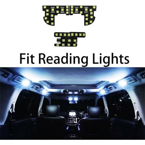 White 62-SMD 3-piece Exact LED Panels Interior Roof Ceiling Dome Reading Light Package For Honda Civic FIT Car Styling Light