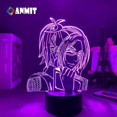 Led Panel Lights Anime Figure Attack on Titan Hange Zoe Gift To Girlfriend Lamp Be Night Dorm Room Lightings