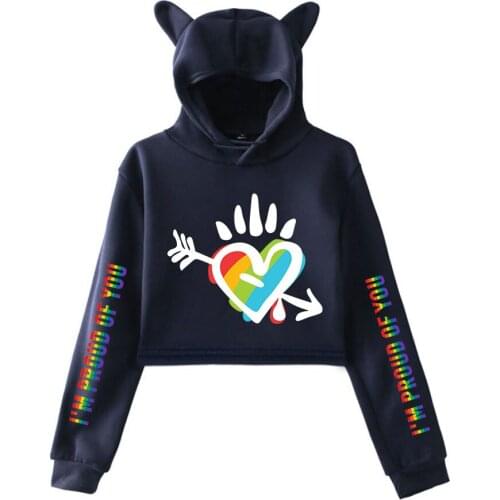 Cropped Hoodie LGBT Rainbow Women Hoodies Sweatshirts Autumn Winter Harajuku Love Is Love Sweatshirts Hooded Hoodies Crop Tops