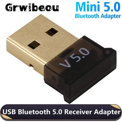 Grwibeou USB Bluetooth Adapters 5.0 Wireless Computer Adapter Mini Bluthooth Receiver Transmitter For PC Computer Speaker Audio