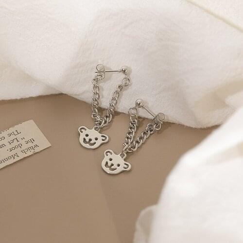 Funny Panda Animal Shape Dangle Earrings Cute Link Chain Hanging Earrings for Women Girl Cute Korean Party Daily Jewelry Gift
