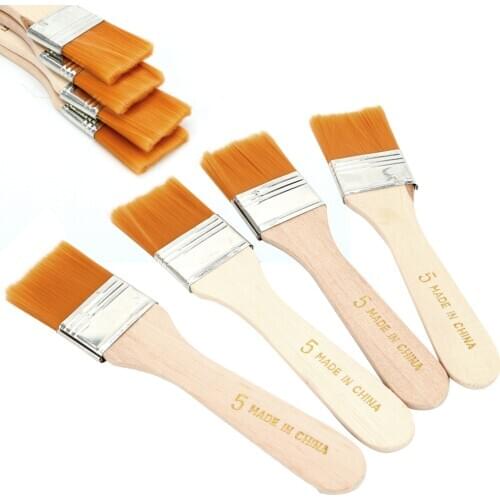 Hair Painting Brush Wood Handles 4Pcs/Set Acrylic Paints Watercolor Paint Drawing Nylon Oil Paint Brush