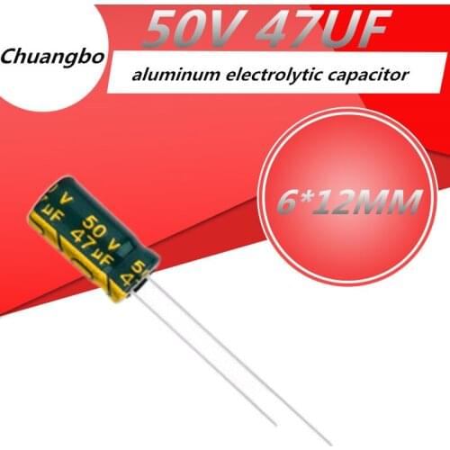 50pcs/lot Higt quality 50V 47UF 6*12MM low ESR/impedance high frequency aluminum electrolytic capacitor 50V 47UF 6*12MM