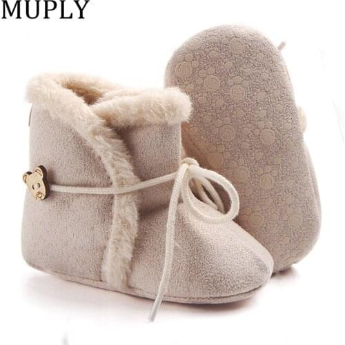 0-18M Newborn Infant Baby Girls Snow Boots Winter Warm Baby Shoes Solid Botton Plush Ankle Boots