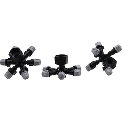 1 Set Multi-way 360 Degree Atomization Misting Grey Nozzles With 1/2" Thread Connectors Garden Irrigation Watering Sprinklers