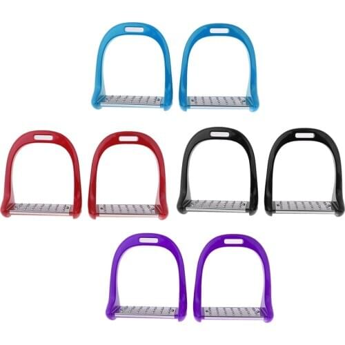 1Pair Anti Slip Aluminium Horse Saddle English Stirrups Horse Pedal Outdoor Horse Riding Equestrian Safety 18x15cm 4 Colors