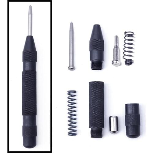 5 Inch Black HSS Automatic Drill Center Pin Punch Spring Loaded Center Punch for Marking Starting Holes Tool
