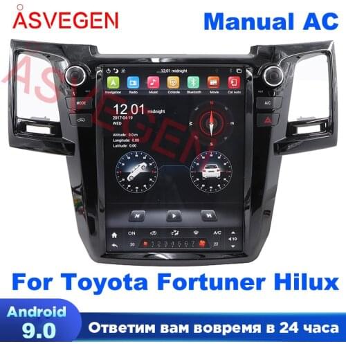 12.1" Android 9.0 Car DVD Player For Toyota Fortuner Manual AC With 4+64G GPS Navi Recoder Stereo Multimedia Radio Player