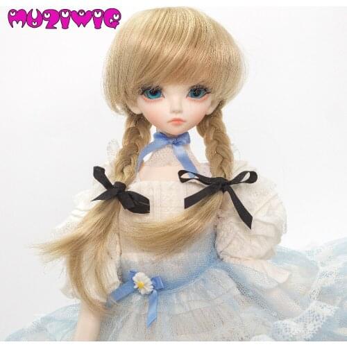 2018 New Arrival 1/3 1/4 Bjd High-temperature Fiber Synthetic Briaded Hair Wig Lovely Two With Braid Doll Hair Free Shipping