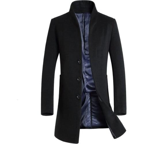 2019 New Long Wool Coat Men Fashion Pea Coat Jacket Wool & Blends Winter Jackets Mens Woolen Overcoat