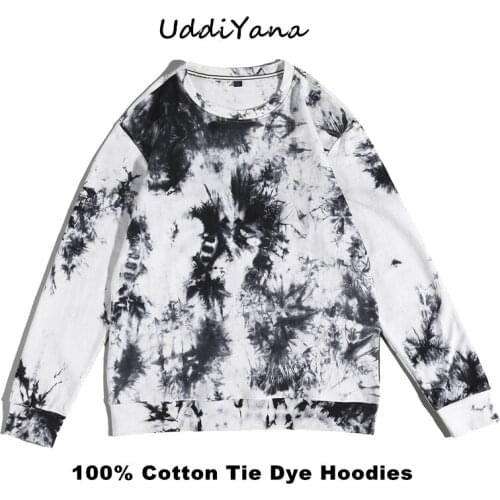 2021 Spring Tie Dye Print Hoodies Mens Harajuku Hoodie Womens Y2K Top 100% Cotton Fashion Sweatshirt Tracksuit Female Clothing