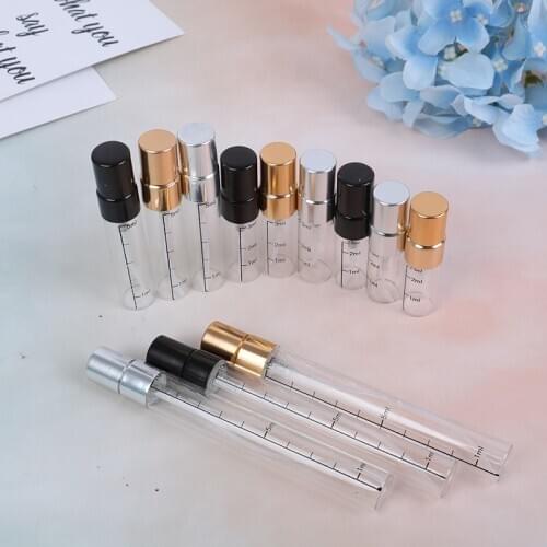 3ml/5ml/10ml Transparent Scale Glass Spray Bottle Portable Perfume Sub-bottle Press Fine Mist Bottle