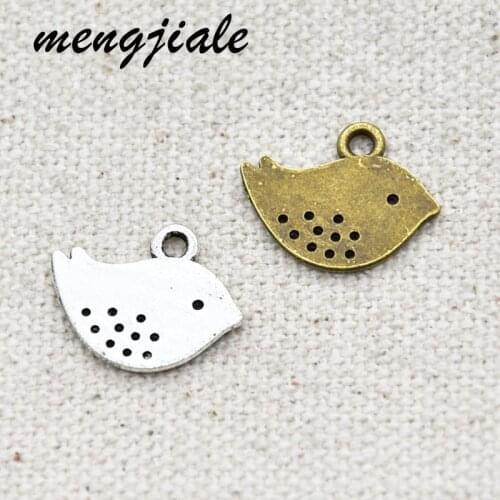 30pcs Wholesale Two Color Birds Charms Zinc Alloy Metal Animals Pendants For DIY Handmade Jewelry Accessories Making 16*12mm