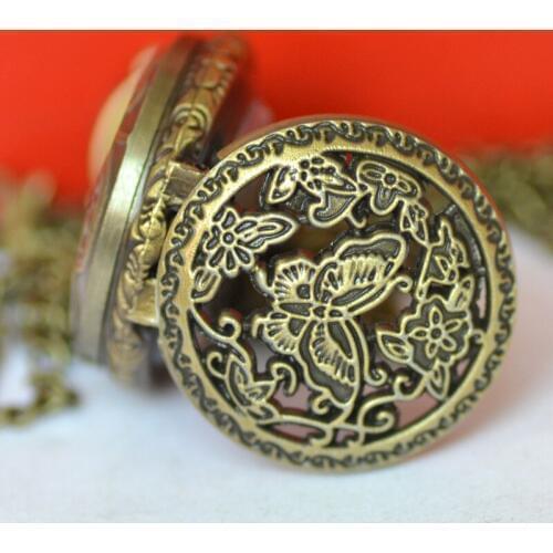 6024 Quartz small pocket watch retro trend design hollow tree vine butterfly quartz pocket watch