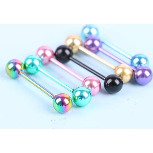 7 Pcs/Set The Plating Color Steel Stainless Steel Tongue Ring Rod Tongue Nailed Double Ball