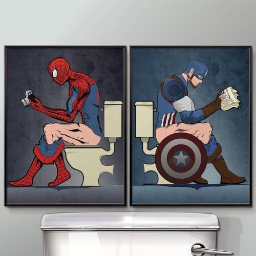 Abstract Cartoon Humor Comic Funny Poster Bathroom Toilet Wall Art Canvas Painting And Printmaking Nordic Modern Home Decoration