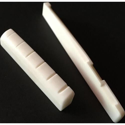 BATESMUSIC 6 String Saddle Nut Cattle Bone Slotted for Acoustic Guitar Replacement