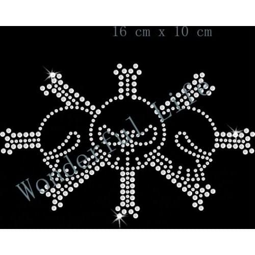 Free shipping Triple Skull Bones Crystal Motif Transfer Design