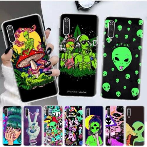Aesthetics Cartoon alien space Soft Cover Phone Case For Xiaomi Note 10 Mi 11 9 8 CC9 9T 10T A1 A2 A3 F1 F2 X3 NFC Pro Lite 5X 6