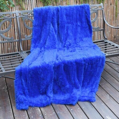 CX-D-10K Real Rabbit Fur Knitted Wholesale Throw Blanket Soft Fur Throw For Sofa