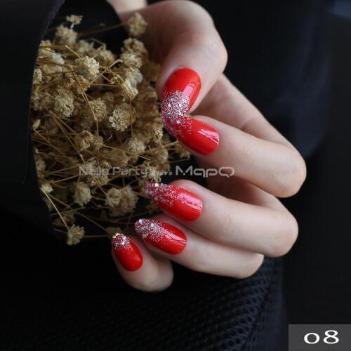 Stiletto red Ombre French glitter Fake Nails almond Finger false nail point tip Handmade flash girl decoration