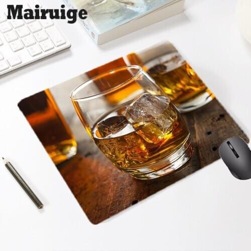 Mairuige Whiskey Glass Pattern Small Mouse Pad Office Gaming PC Laptop Gaming Accessories Wrist Rest Desk Mat Non-slip Mousepad