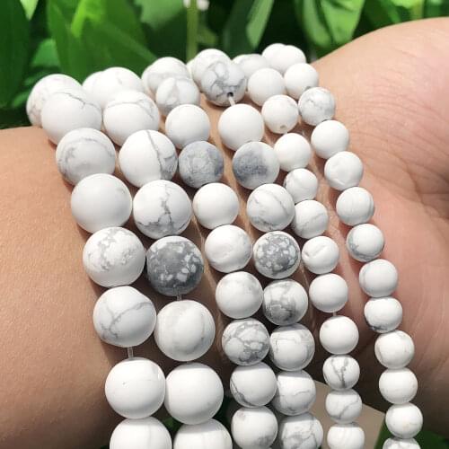 Natural Dull Polish Matte White Turquoises Howlite Round Loose Stone Beads For Jewelry Making 6/8/10mm DIY Bracelet Necklace