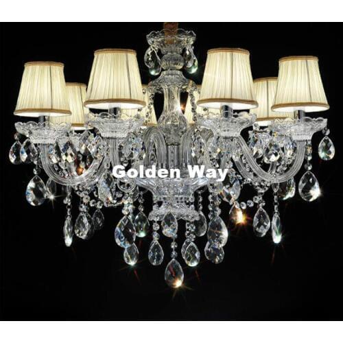 Tiffany Yellow Clear Crystal Chandelier Lustre Crystal Chandelier 18Arms D950mm E14 AC Optional Lustres De Cristal Chandelier