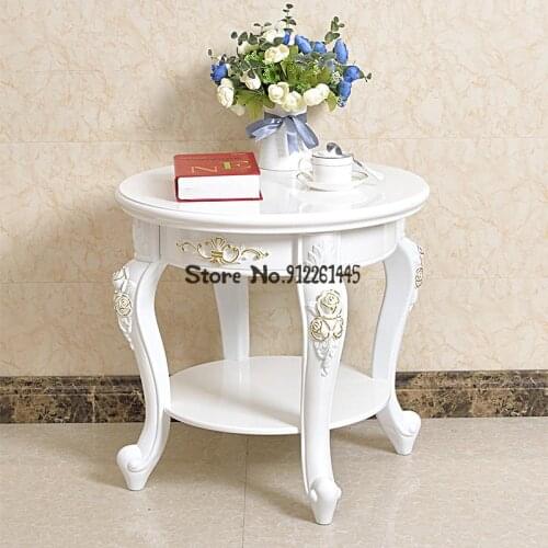 Living Room Small Round Table European Style Small Tea Table Mini Tea Table Small Family Corner Flower Table Household Sofa Edge