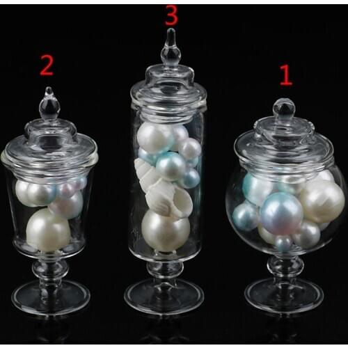 Dollhouse Miniature Glass Candy Jar Simulation Candy Bottle Model Toy 1/12 Scale Pretend Toy For Home Kitchen Decor