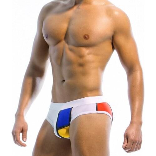 Fashion Briefs Mens Patchwork Printed Swimming Trunks Wading Shorts Summer Beach Bikini 2021 Male Bottoms Thongs Thong Bikini