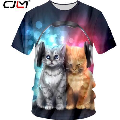 CJLM New Cool 3D Men/Women O-neck Tshirt Print Music Cat Short Sleeve Summer Tops T Shirt Male Breathable Fashion Short Sleeves