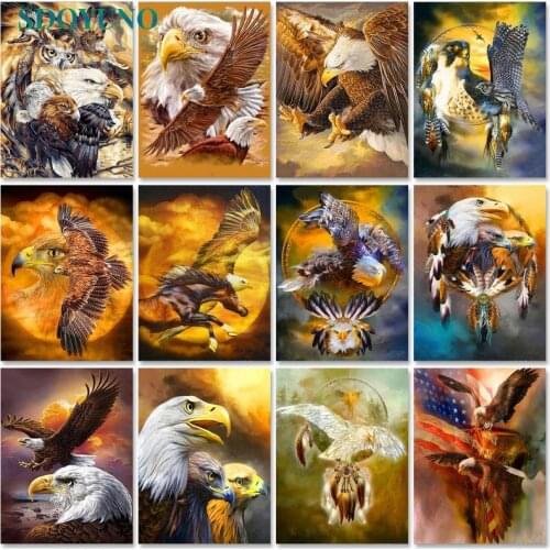 SDOYUNO Paint By Numbers Eagle Oil Painting By Numbers On Canvas 40x50cm Frameless DIY Scenery Home Decor Draw Number