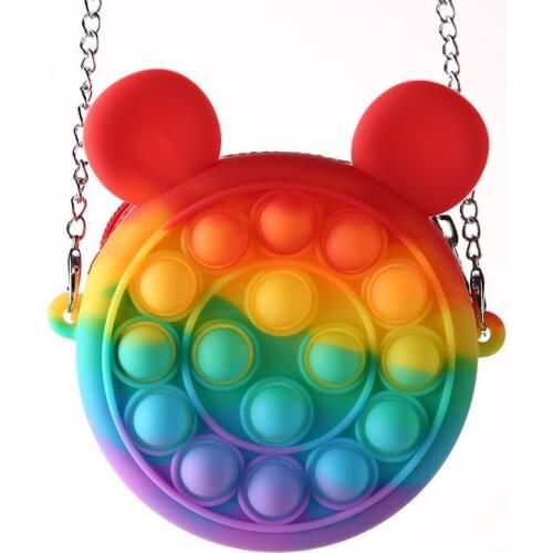 YAOKU 2021 New Arrival Silica Gel Bag Jelly Bag Coin Wallet Crossbody Zipper Bag Shoulder Bag Bubble Music Rainbow-Colored Bag