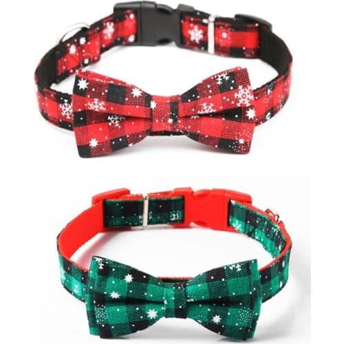 Pet Dog Cat Necklace Bow Tie Collar Adjustable Christmas snowflake Plaid Bow Ties Necktie Collar Dog Cat Puppy Pet Kitty
