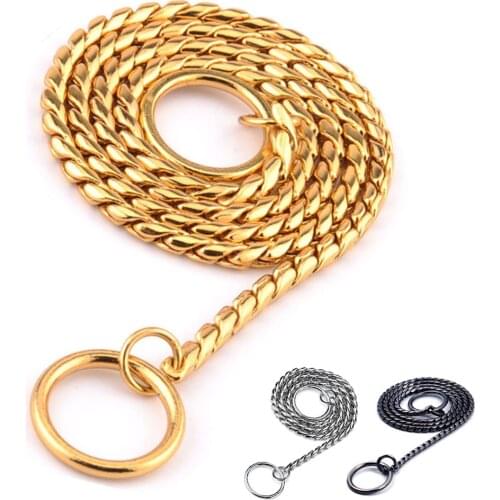 P Snake Chain Dog Choke Collar Heavy Duty Pet Chain Leash for Small Medium Large Dogs Command Obedience Training Slip Collar